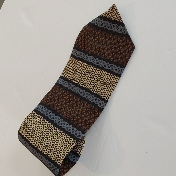 Gian Franco Ferretti Brown / Cream Patterned Mens Silk Neck Tie Sz. 56' X 4 - Picture 3 of 5